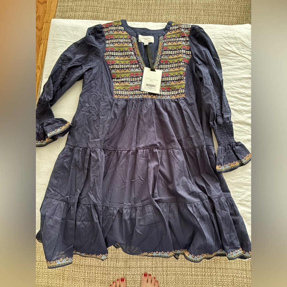 Navy Embroidered Sequin Kenzo Dress